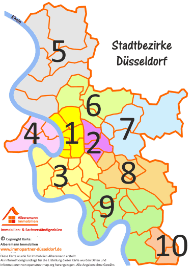 Stadtbezirke Düsseldorf: Karte & Übersicht - Albersmann Immobilien